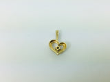 9k Yellow Gold Round Cut 2.5pt Diamond Heart Pendent