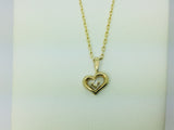 9k Yellow Gold Round Cut 2.5pt Diamond Heart Pendent