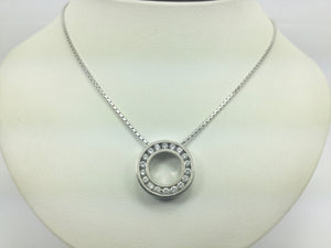 19k White Gold Round Cut 0.54ct Diamond Eternity Pendent and 18k White Gold Chain Necklace