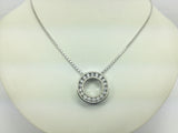 19k White Gold Round Cut 0.54ct Diamond Eternity Pendent and 18k White Gold Chain Necklace