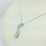 10k White Gold Round Cut 0.33ct Diamond Row Set Wave Necklace