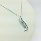 10k White Gold Round Cut 0.33ct Diamond Row Set Wave Necklace