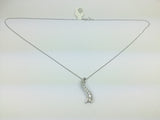 10k White Gold Round Cut 0.33ct Diamond Row Set Wave Necklace