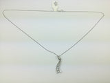 10k White Gold Round Cut 0.33ct Diamond Row Set Wave Necklace
