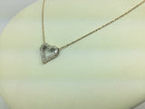 10k Yellow Gold Round Cut 11pt Diamond Heart Necklace