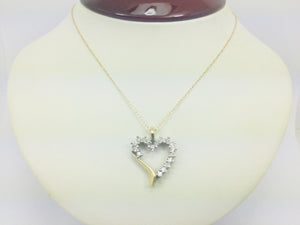 10k Yellow Gold Round Cut 50pt Diamond Heart Necklace