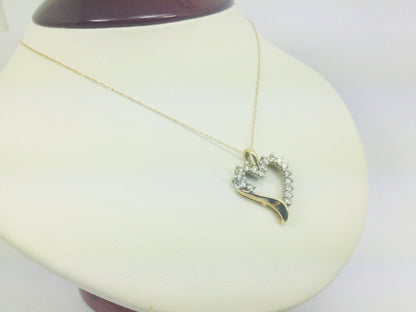 10k Yellow Gold Round Cut 50pt Diamond Heart Necklace