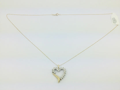 10k Yellow Gold Round Cut 50pt Diamond Heart Necklace