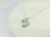 10k White and Yellow Gold Round Cut 18pt Diamond Heart Necklace