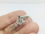 10k White Gold Round Cut Cubic Zirconia (CZ) Heart Key Necklace