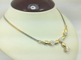 21k Yellow and White Gold Round Cut 1.32ct Diamond Cluster Necklace and Earring Set