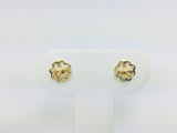21k Yellow and White Gold Round Cut 1.32ct Diamond Cluster Necklace and Earring Set