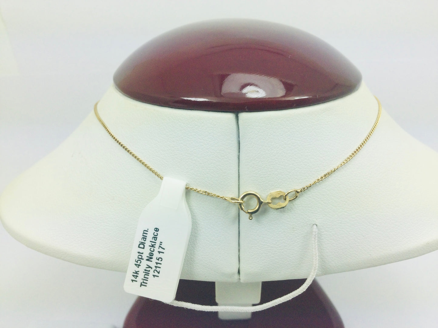 14k Yellow Gold Round Cut 0.45ct Diamond Trinity Row Set Necklace