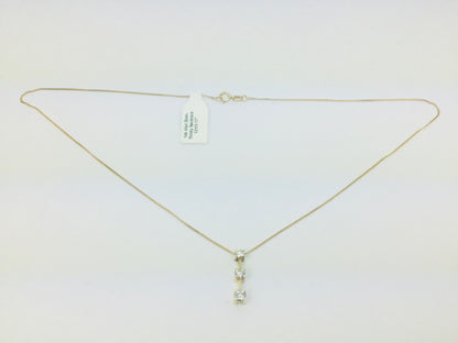 14k Yellow Gold Round Cut 0.45ct Diamond Trinity Row Set Necklace