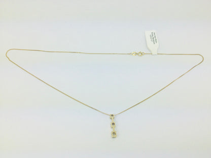 14k Yellow Gold Round Cut 0.45ct Diamond Trinity Row Set Necklace