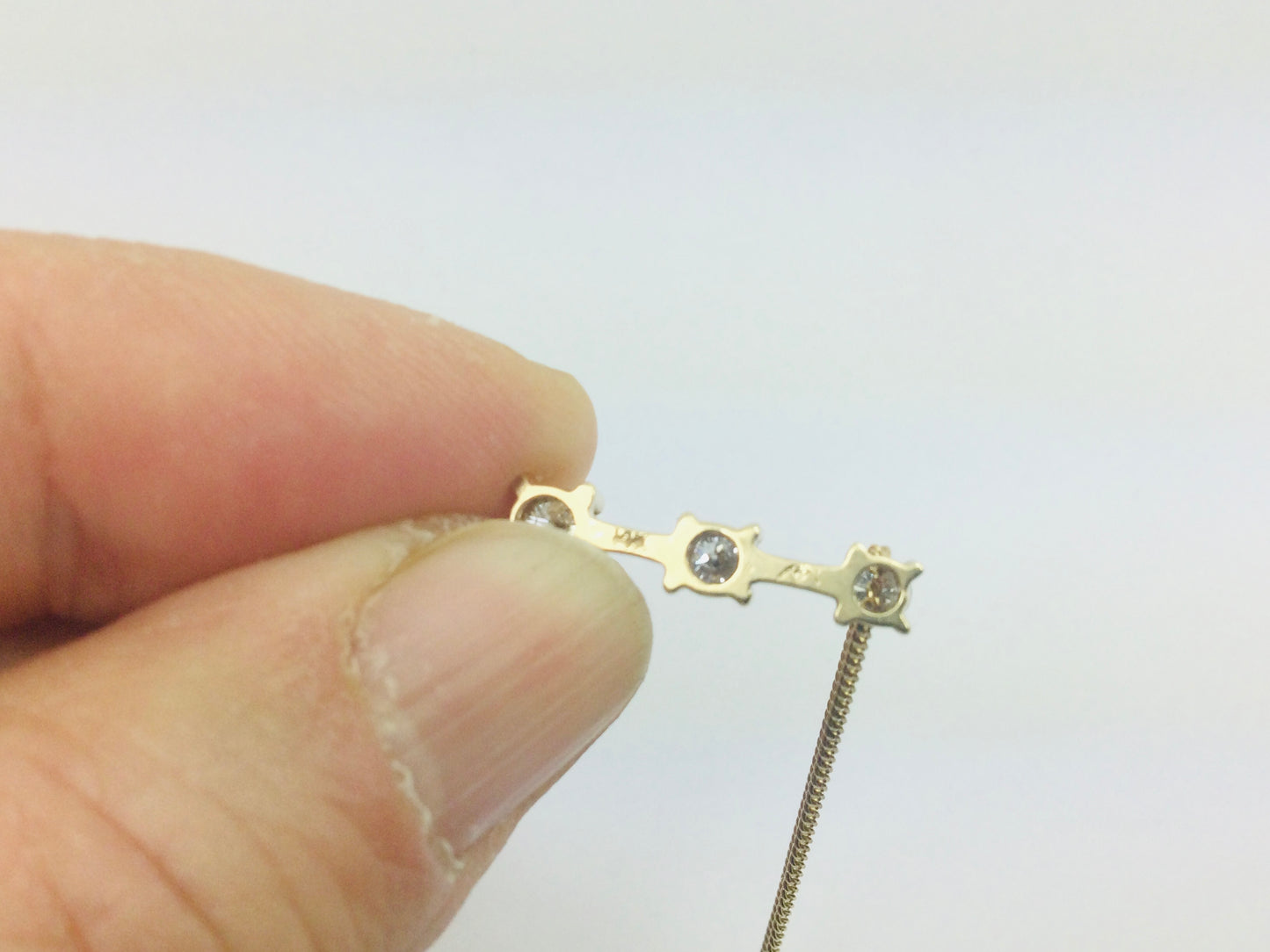 14k Yellow Gold Round Cut 0.45ct Diamond Trinity Row Set Necklace