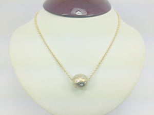10k Yellow Gold Round Cut 0.27ct Diamond Ball Necklace