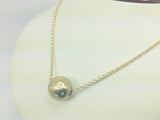 10k Yellow Gold Round Cut 0.27ct Diamond Ball Necklace