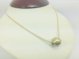 10k Yellow Gold Round Cut 0.27ct Diamond Ball Necklace