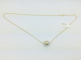 10k Yellow Gold Round Cut 0.27ct Diamond Ball Necklace