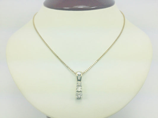 10k Yellow Gold Round Cut 0.50ct Diamond Trinity Row Set Necklace
