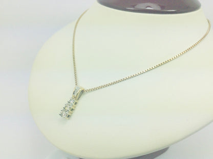 10k Yellow Gold Round Cut 0.50ct Diamond Trinity Row Set Necklace