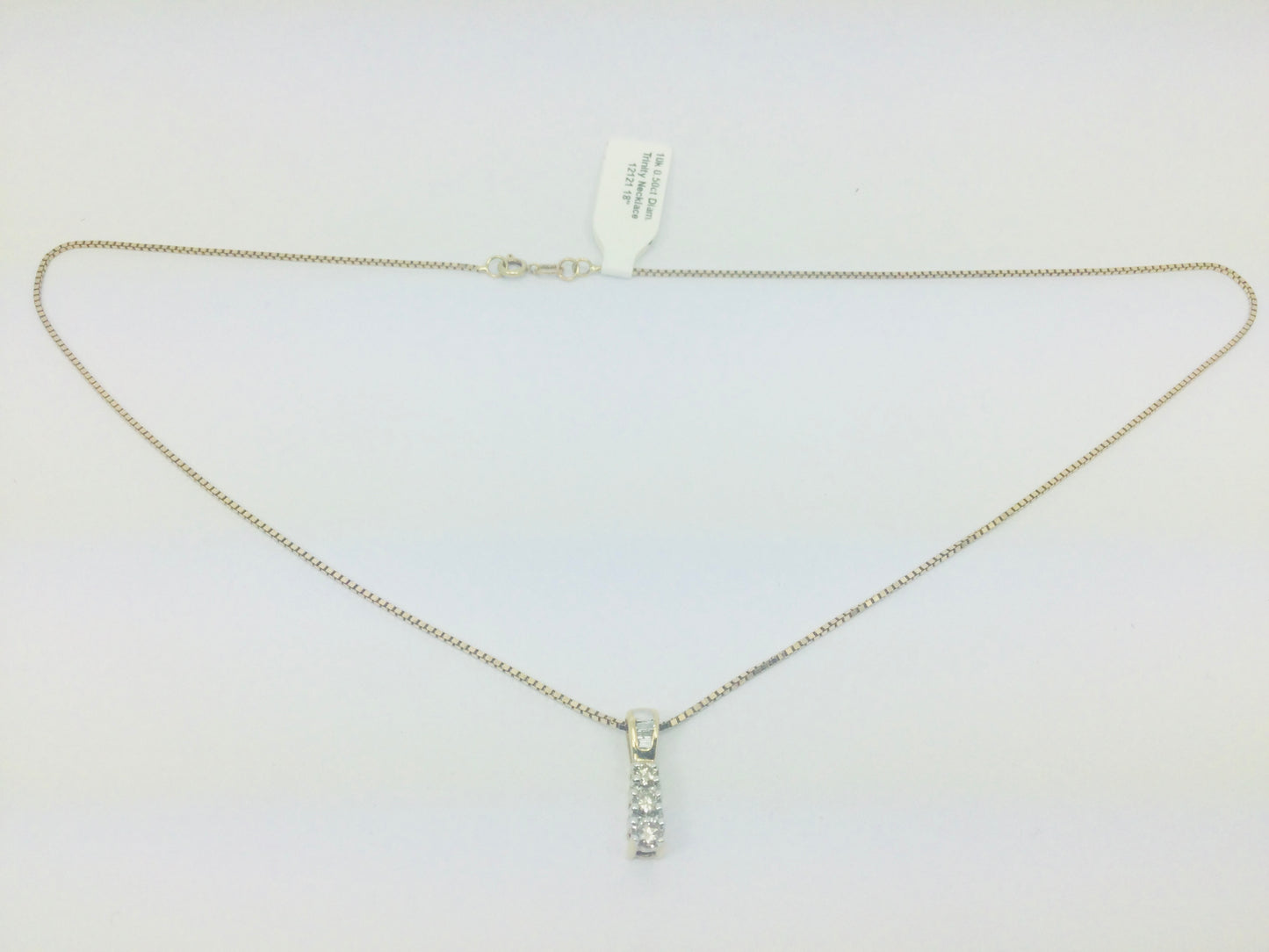 10k Yellow Gold Round Cut 0.50ct Diamond Trinity Row Set Necklace