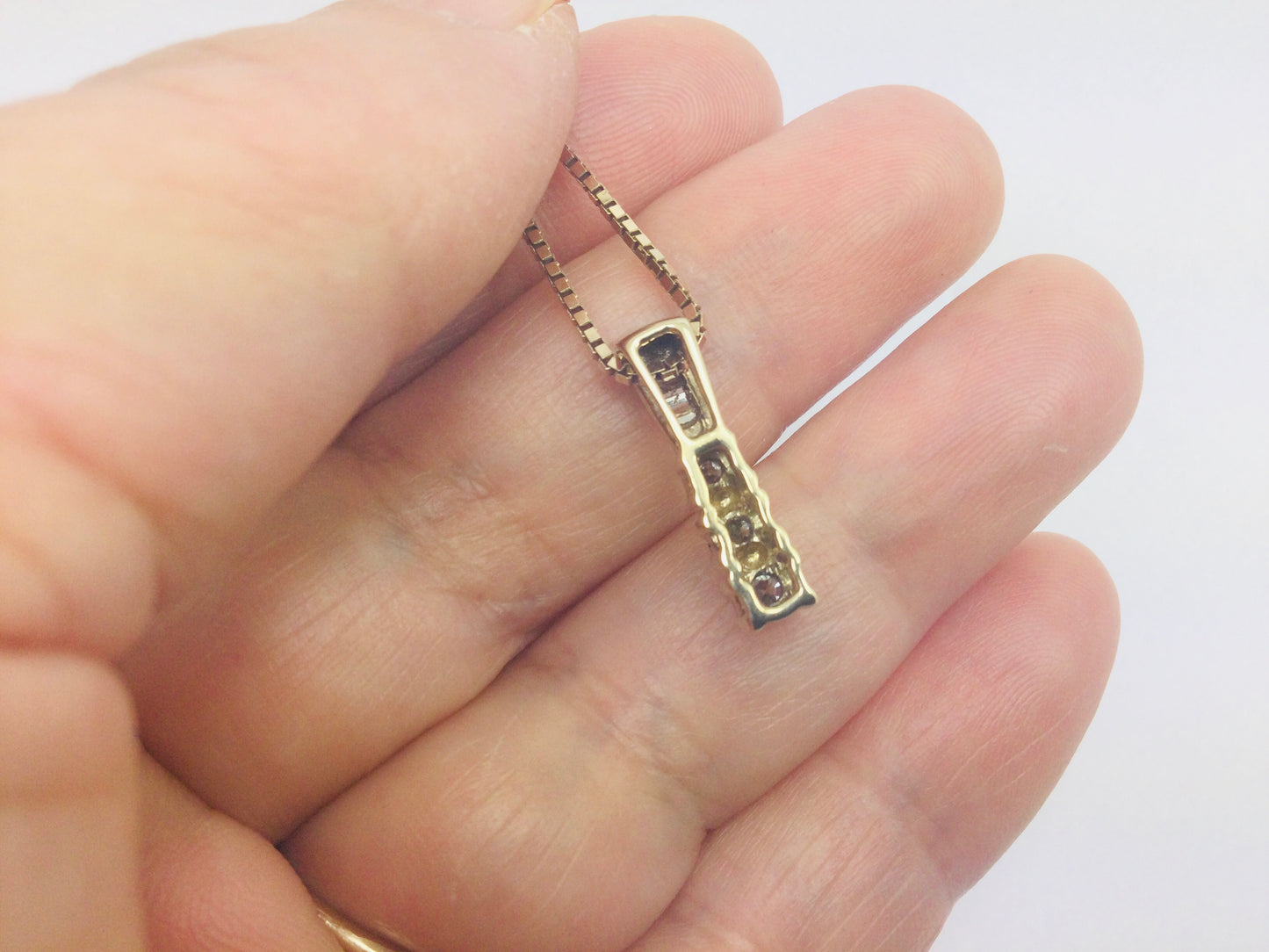 10k Yellow Gold Round Cut 0.50ct Diamond Trinity Row Set Necklace