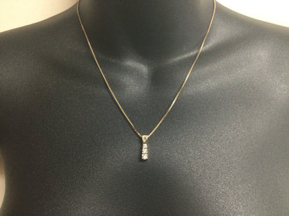 10k Yellow Gold Round Cut 0.50ct Diamond Trinity Row Set Necklace