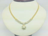 18k Yellow Gold Round And Baguette Cut 1.5ct Diamond Cluster Necklace