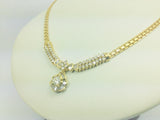 18k Yellow Gold Round And Baguette Cut 1.5ct Diamond Cluster Necklace
