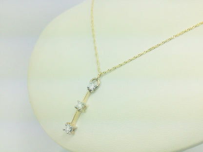10k Yellow Gold Round Cut 0.24ct Diamond Trinity Row Set Necklace
