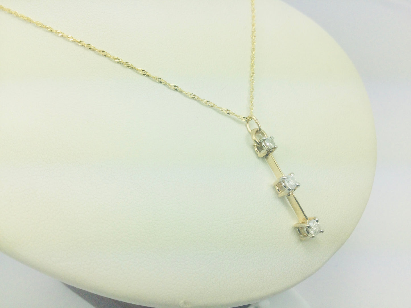 10k Yellow Gold Round Cut 0.24ct Diamond Trinity Row Set Necklace
