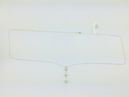 10k Yellow Gold Round Cut 0.24ct Diamond Trinity Row Set Necklace