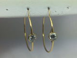 14k Yellow Gold Round Cut 7mm Cubic Zirconia (CZ) Hoop Earrings