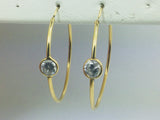 14k Yellow Gold Round Cut 7mm Cubic Zirconia (CZ) Hoop Earrings