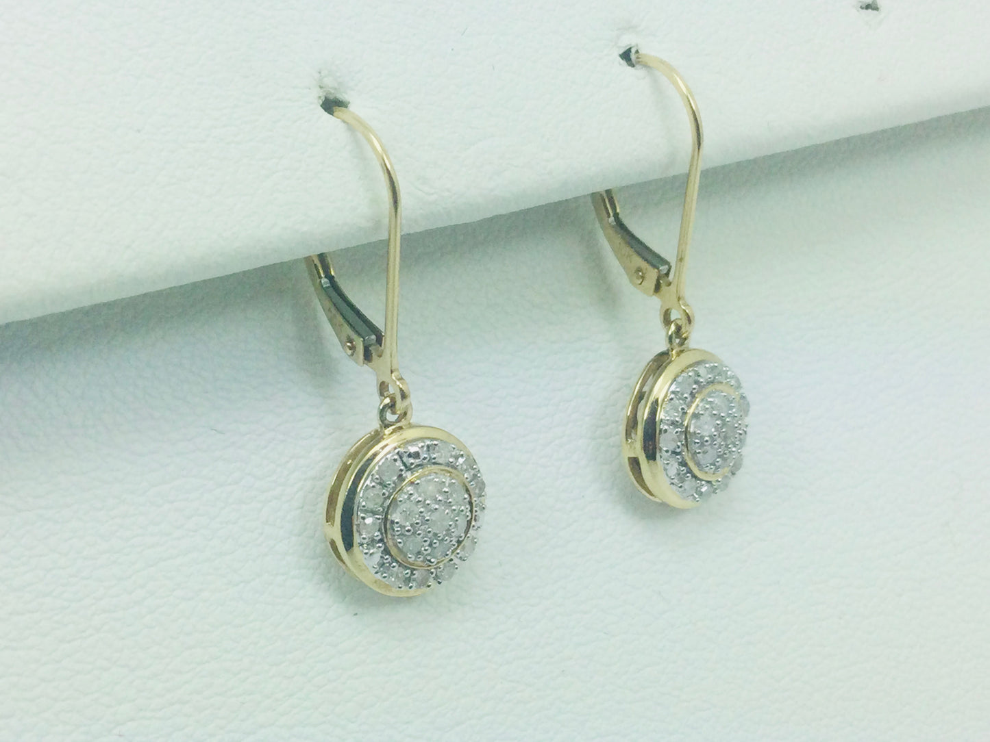 10k Yellow Gold Round Cut 34pt Diamond Cluster Earrings