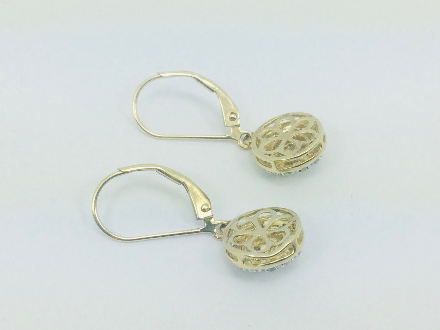10k Yellow Gold Round Cut 34pt Diamond Cluster Earrings
