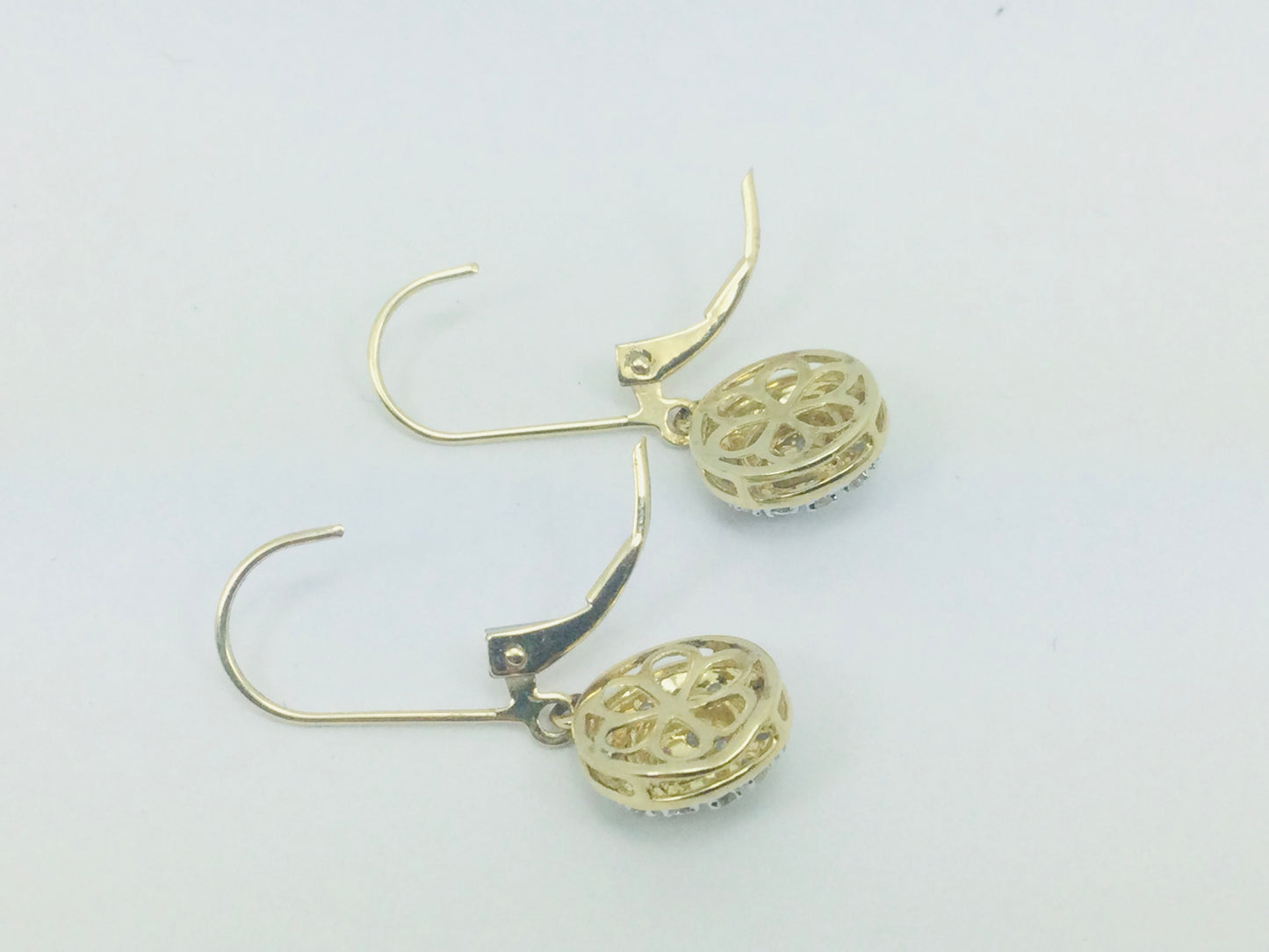 10k Yellow Gold Round Cut 34pt Diamond Cluster Earrings