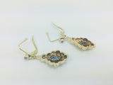 12k Yellow Gold Oval Cut 33pt Blue Topaz December Birthstone & Cubic Zirconia (CZ) Earrings