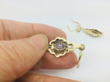 12k Yellow Gold Oval Cut 33pt Blue Topaz December Birthstone & Cubic Zirconia (CZ) Earrings