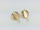 14k Yellow Gold Round Cut Cabochon Garnet January Birthstone Earrings