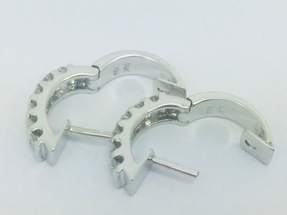 18k White Gold Round Cut 72pt Diamond Row Set Earrings
