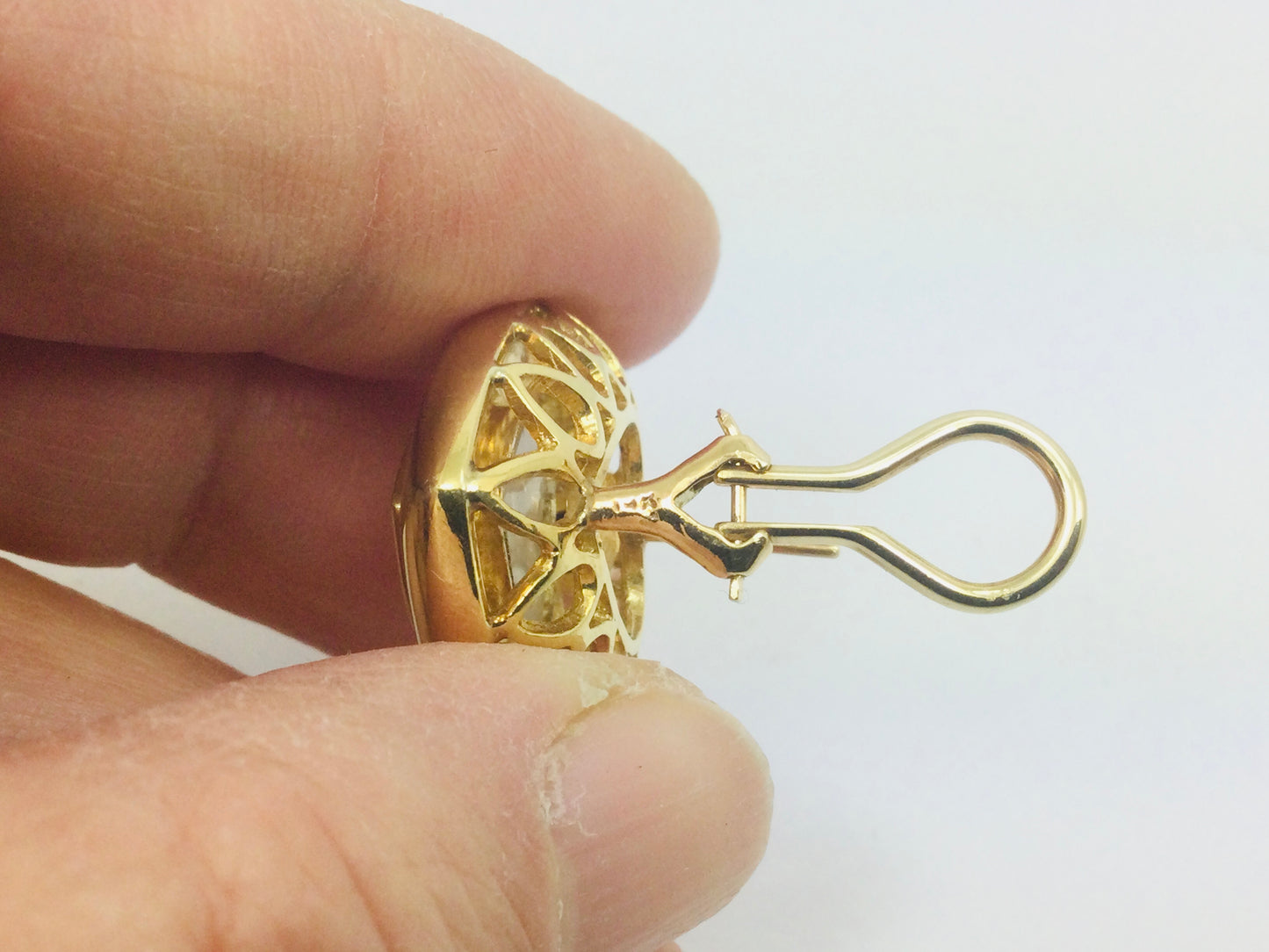 Vintage 14k Yellow Gold Happy Diamonds & Round Cut Sapphire Heart Earrings