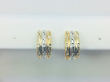 18k Yellow and White Gold Round Cut 45pt Diamond Row Set Earrings