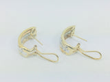 18k Yellow and White Gold Round Cut 45pt Diamond Row Set Earrings