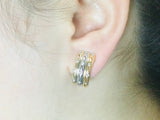 18k Yellow and White Gold Round Cut 45pt Diamond Row Set Earrings