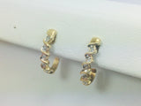 10k Yellow Gold Round Cut 5pt Diamond Row Set Earrings
