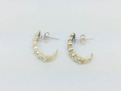 10k Yellow Gold Round Cut 5pt Diamond Row Set Earrings