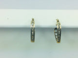 10k Yellow Gold Round Cut 18pt Diamond Row Set Heart Earrings